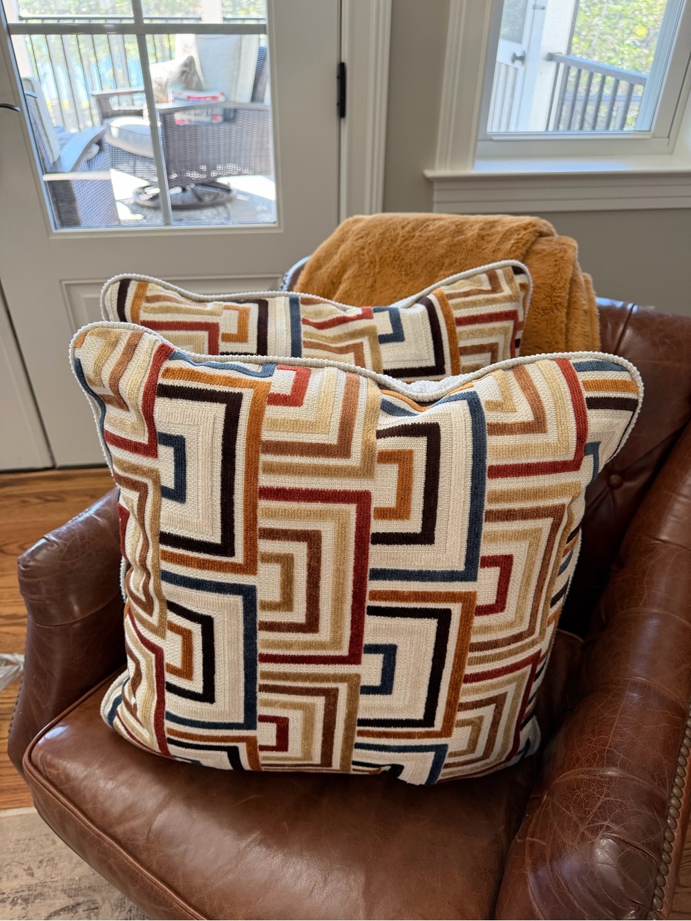 (2) Geometric Pattern Throw Pillows - Multi-Color
